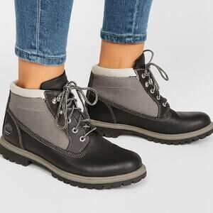 TIMBERLAND Panel Black Leather Waterproof Lace Up Boots Size 6.5 men / 8 women